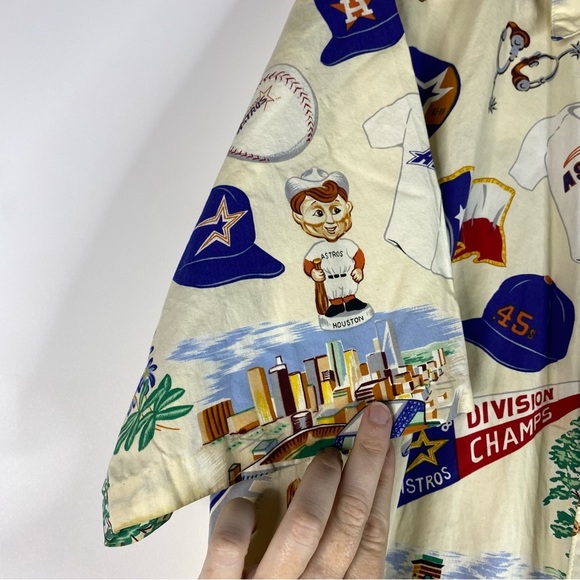 Vintage Reyn Spooner 1999 Houston Astros Short Sleeve Camp Shirt XL Cream Yellow - Picture 5 of 11